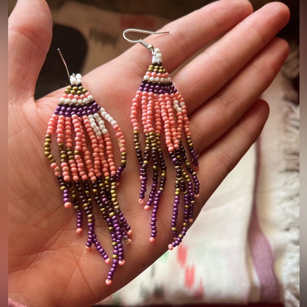 Sweet hand-beaded earrings